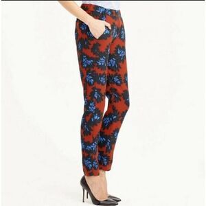 J. CREW Joggers Red Blue Floral Elastic Waist Ankle Crop Dress Pants Flower 00